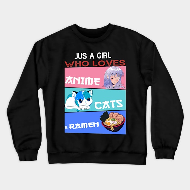 Anime and Cats Lover for Teen Manga kawaii Graphic Otaku Crewneck Sweatshirt by The Design Catalyst